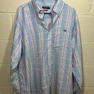 Southern Marsh Blue and Red Checkered Shirt: Men’s Size XL